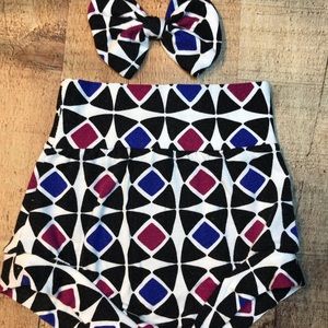 6/9 months bummies with matching hair bow